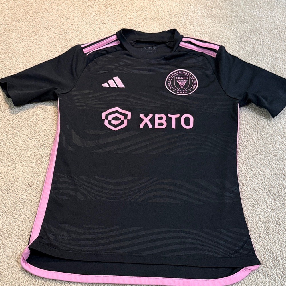 Adidas kids inter Miami Black and Pink Soccer Jersey